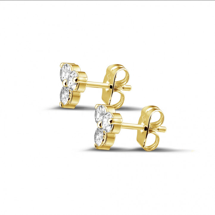 0.60 Karat Diamant Trilogie Ohrringe aus Gelbgold