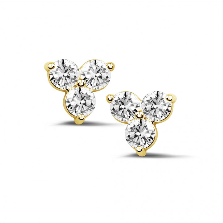 1.20 Karat Diamant Trilogie Ohrringe aus Gelbgold