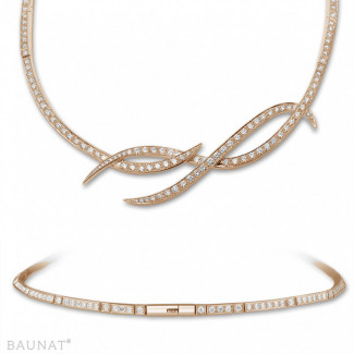 Halsketten - 7.90 Karat Diamant Design Halskette aus Rotgold