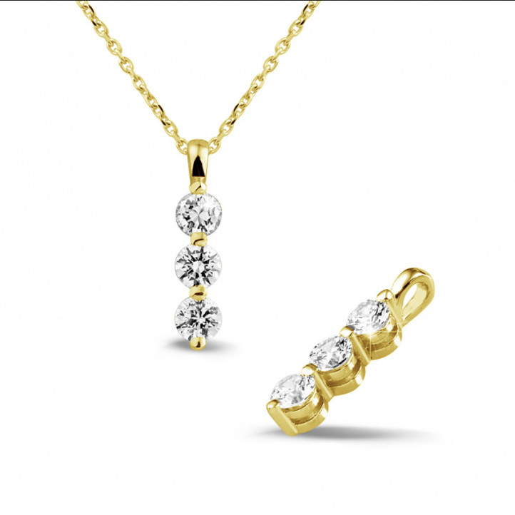 0.75 Karat Trilogie Diamantanhänger aus Gelbgold