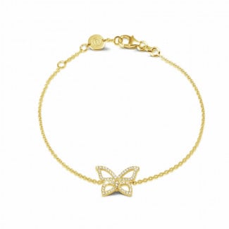 Armbänder - 0.30 Karat Diamant Design Schmetterlingarmband aus Gelbgold