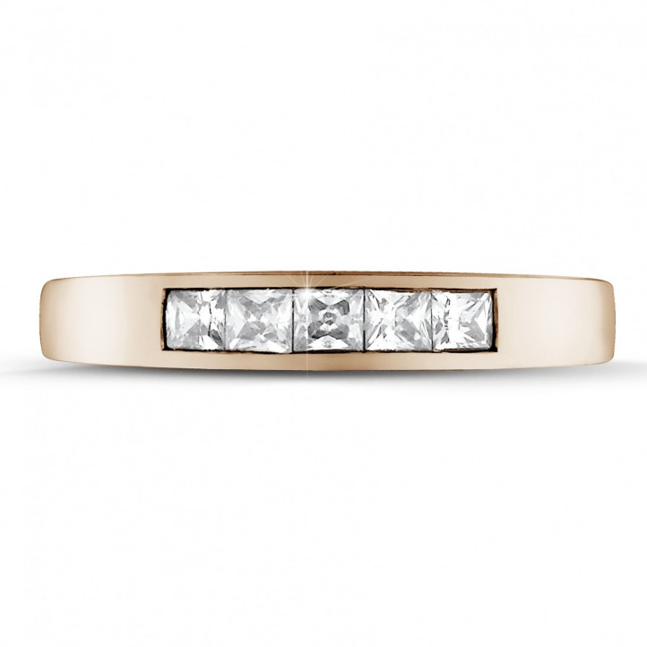 0.50 Karat Memoire Ring mit Prinzessdiamanten aus Rotgold