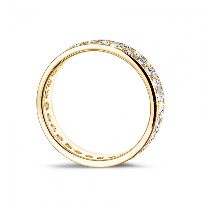 1.15 Karat Memoire Ring (rundherum besetzt) aus Gelbgold mit zwei Reihen runder Diamanten