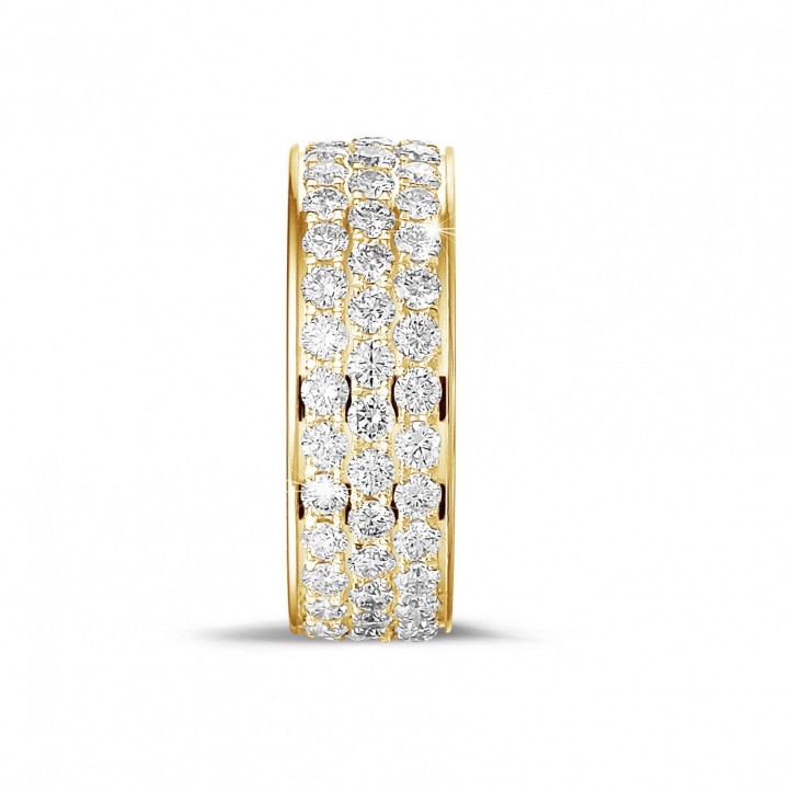 1.70 Karat Memoire Ring (rundherum besetzt) aus Gelbgold mit drei Reihen runder Diamanten