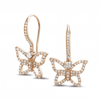 Ohrringe - 0.70 Karat Diamant Design Schmetterlingohrringe aus Rotgold