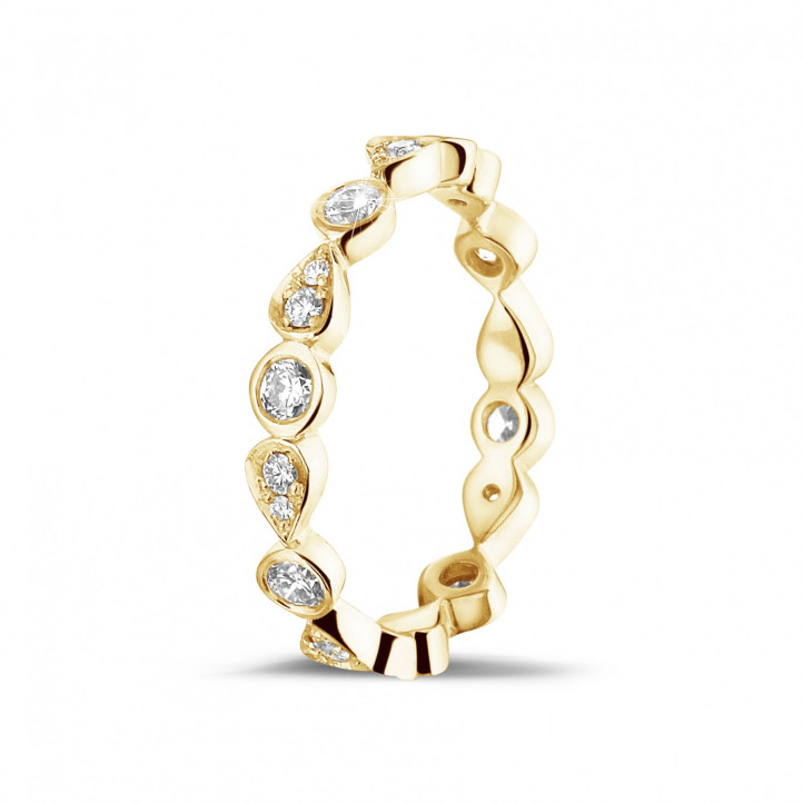 0.50 Karat Diamant Kombination Memoire Ring aus Gelbgold mit tropfenförmigem Design