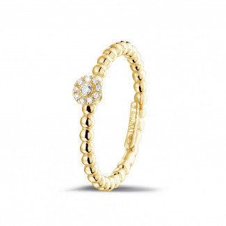 Halo Ring - 0.04 Karat Diamant Kombination Ring mit Kügelchen aus Gelbgold