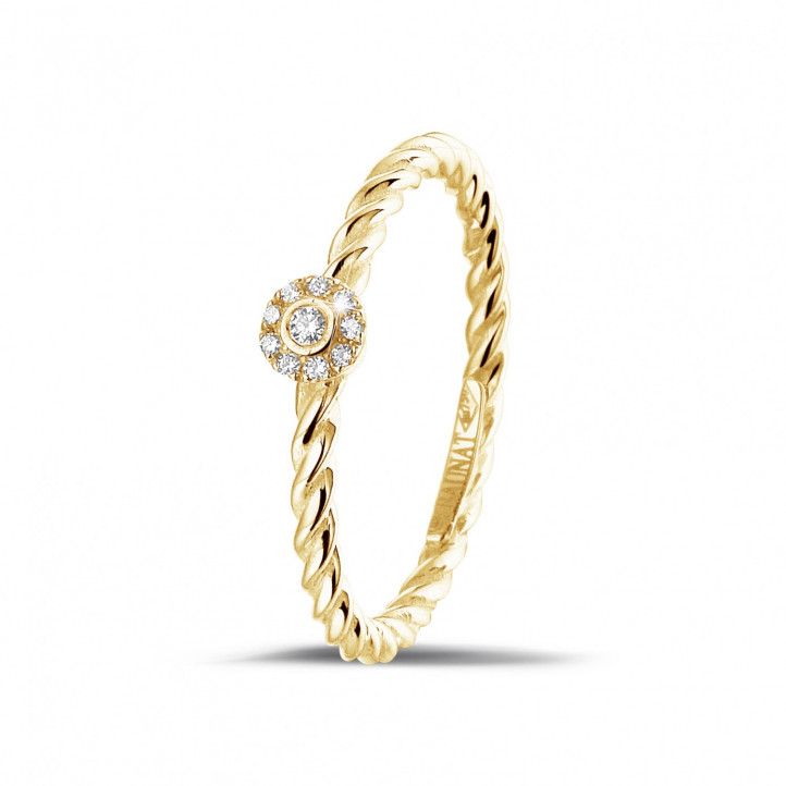 0.04 Karat Diamant gedrehter Kombination Ring aus Gelbgold