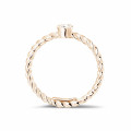 0.07 Karat gedrehter Kombination Ring aus Rotgold mit Diamant