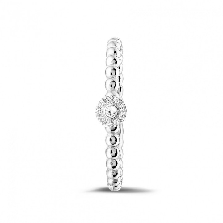 0.04 Karat Diamant Kombination Ring mit Kügelchen aus Weißgold