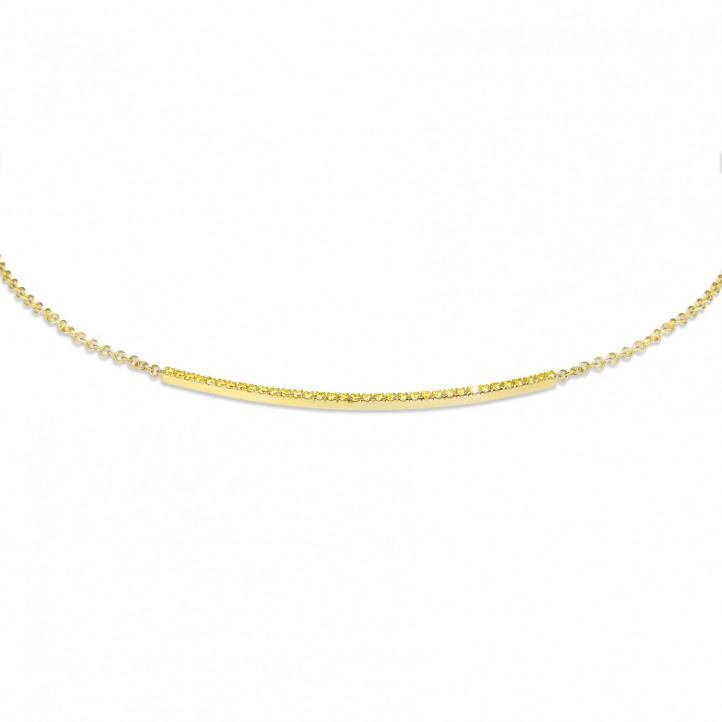 0.30 Karat feine Halskette aus Gelbgold mit gelben Diamanten