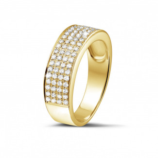 Ehering Frauen - 0.64 Karat breiter Diamant Memoire Ring aus Gelbgold