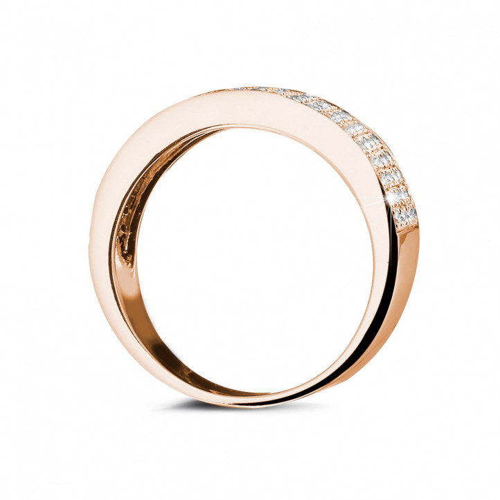0.64 Karat breiter Diamant Memoire Ring aus Rotgold
