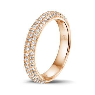 Ehering Frauen - 0.65 Karat Diamant Memoire Ring (zur Hälfte besetzt) aus Rotgold