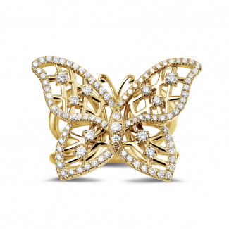 Ringe - 0.75 Karat Diamant Design Schmetterlingring aus Gelbgold
