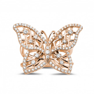 Ringe - 0.75 Karat Diamant Design Schmetterlingring aus Rotgold