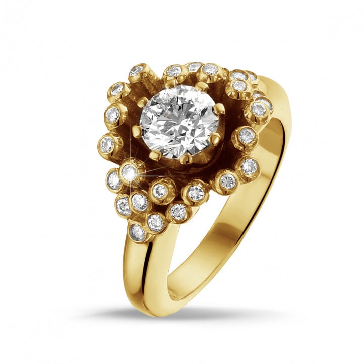 0.90 Karat Diamant Design Ring aus Gelbgold
