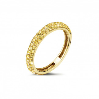 Ringe - 0.65 Karat Diamant Memoire Ring mit gelben Diamanten (zur Hälfte besetzt) aus Gelbgold
