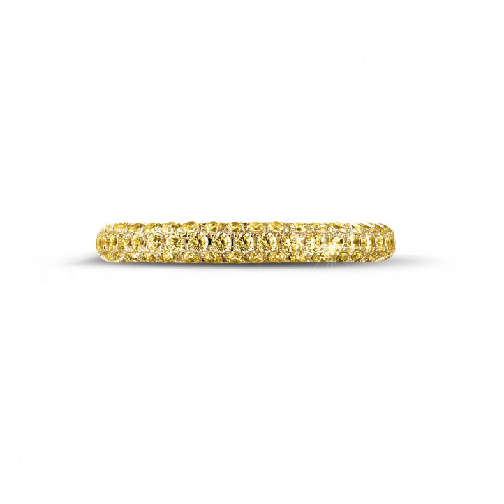 0.65 Karat Diamant Memoire Ring mit gelben Diamanten (zur Hälfte besetzt) aus Gelbgold