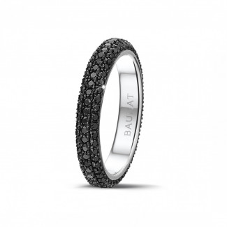 Ring Herren - 0.85 Karat Memoire Ring (rundherum besetzt) aus Weißgold mit schwarzen Diamanten