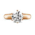 2.00 Karat Diamant Solitärring aus Rotgold mit sechs Krappen