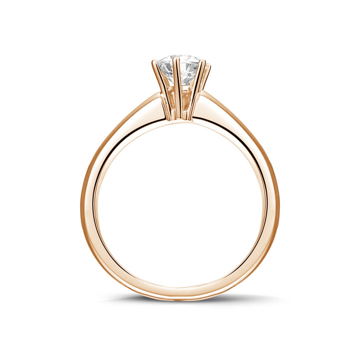 0.50 Karat Diamant Solitärring aus Rotgold mit sechs Krappen