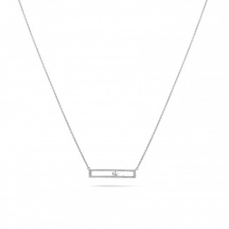 Halsketten - 0.30 Karat Halskette aus Weißgold mit schwebendem runden Diamant