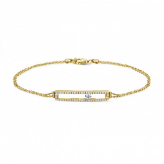 Armbänder - 0.30 Karat Armband aus Gelbgold mit schwebendem runden Diamant