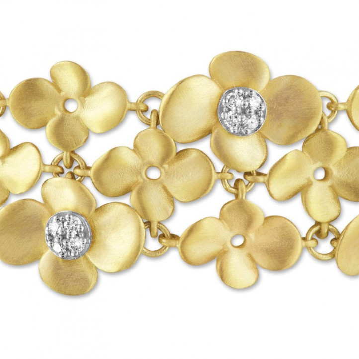 0.75 Karat Diamant Design Blumenarmband aus Gelbgold