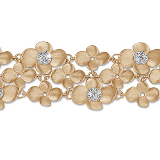 2024 Stock sale - Exklusiver BAUNAT-Stock Sale (keine 30 Tage Rückgabe) - 0.75 Karat Diamant Design Blumenarmband aus Rotgold