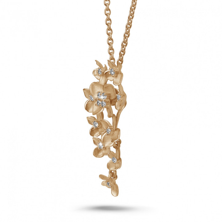 Exklusiver BAUNAT-Stock Sale (keine 30 Tage Rückgabe) - 0.35 Karat Diamant Design Blumenanhänger aus Rotgold