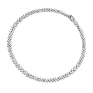 Halsketten - 19.50 Karat Diamant Halskette mit Fischgrätmuster aus Weißgold