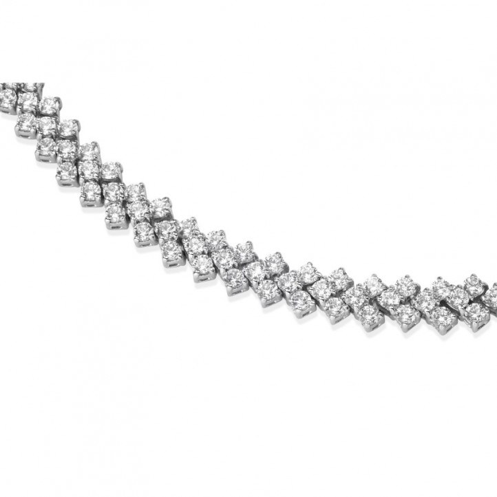 19.50 Karat Diamant Halskette mit Fischgrätmuster aus Weißgold