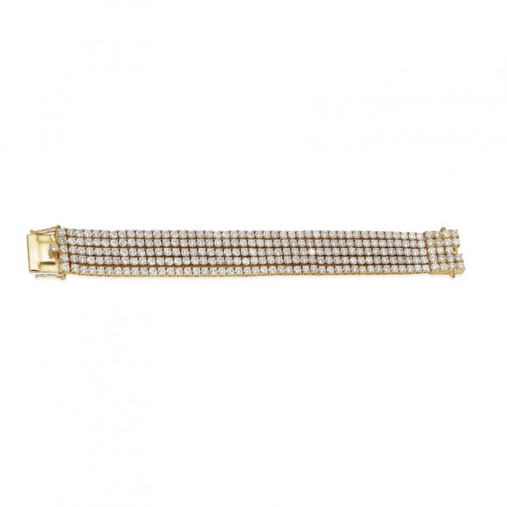 25.90 Karat breites Diamant Tennisarmband aus Gelbgold