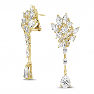 High Jewellery - 12.80 Karat Ohrringe mit runden, Marquise und Tropfen Diamanten aus Gelbgold