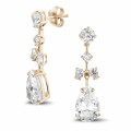 7.80 Karat Ohrringe aus Rotgold mit runden und Tropfen Diamanten