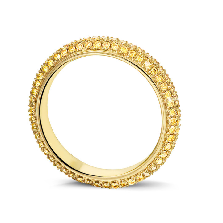0.85 Karat Diamant Memoire Ring mit gelben Diamanten (rundherum besetzt) aus Gelbgold