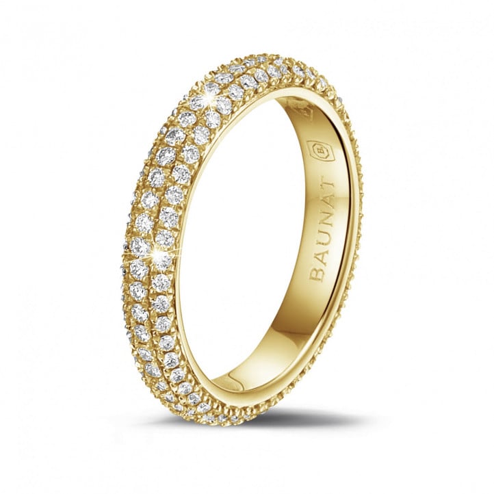 0.85 Karat Diamant Memoire Ring (rundherum besetzt) aus Gelbgold