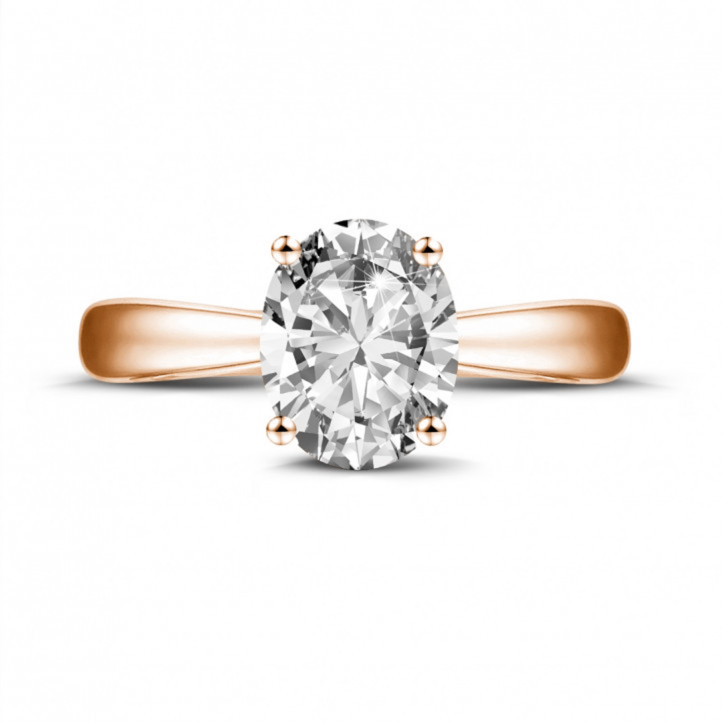 1.90 Karat Solitärring aus Rotgold mit ovalem Diamant
