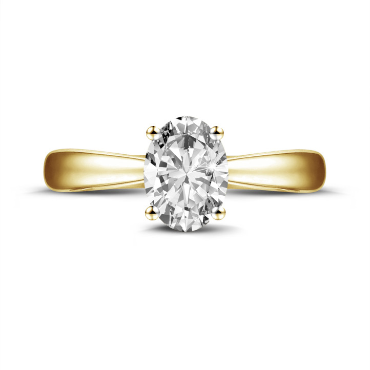 1.20 Karat Solitärring aus Gelbgold mit ovalem Diamant