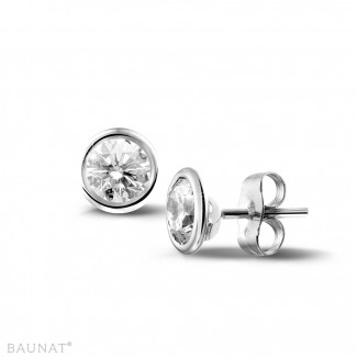 Brillant Ohrringe - 1.00 Karat Diamant Ohrringe in Zargenfassung aus Weißgold