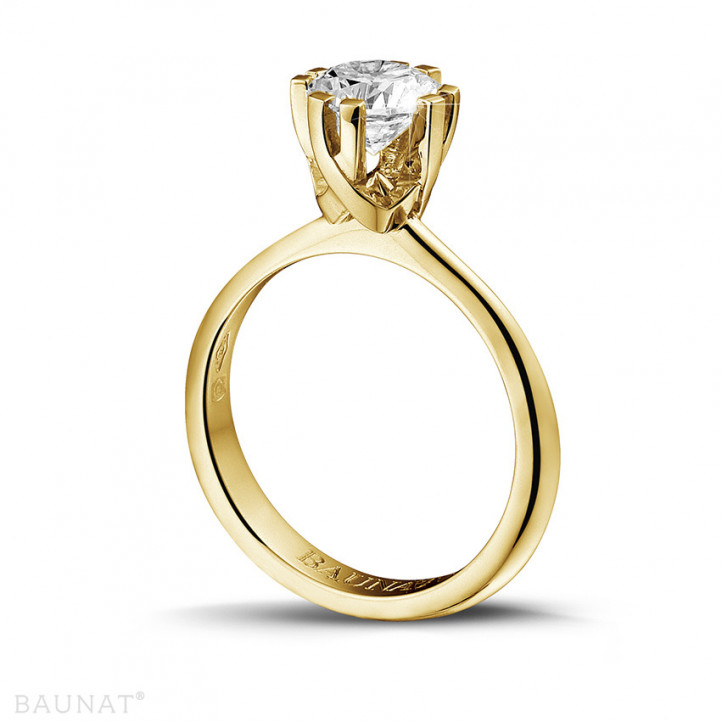 1.25 Karat Diamant Solitär Designring aus Gelbgold mit acht Krappen