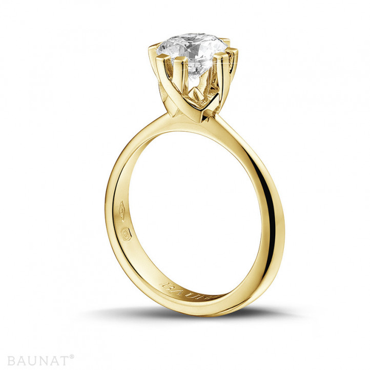 1.50 Karat Diamant Solitär Designring aus Gelbgold mit acht Krappen