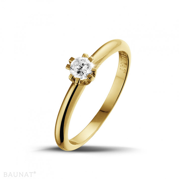 0.25 Karat Diamant Solitär Designring aus Gelbgold mit acht Krappen