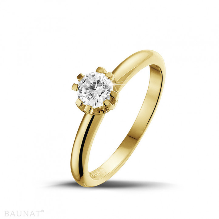 0.50 Karat Diamant Solitär Designring aus Gelbgold mit acht Krappen