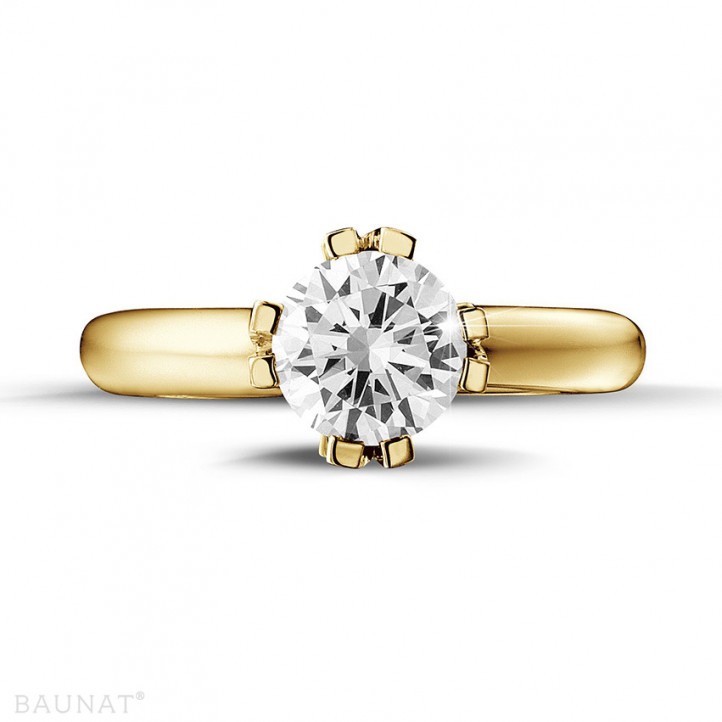 1.50 Karat Diamant Solitär Designring aus Gelbgold mit acht Krappen