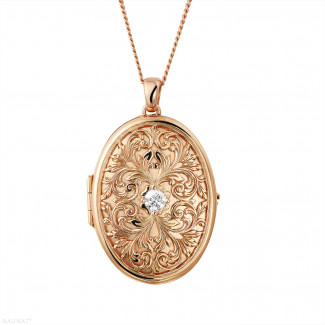 Halsketten - 0.40 Karat Diamant Design Medaillon aus Rotgold
