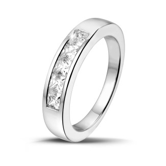Ring Herren - 0.75 Karat Memoire Ring mit Prinzessdiamanten aus Weißgold