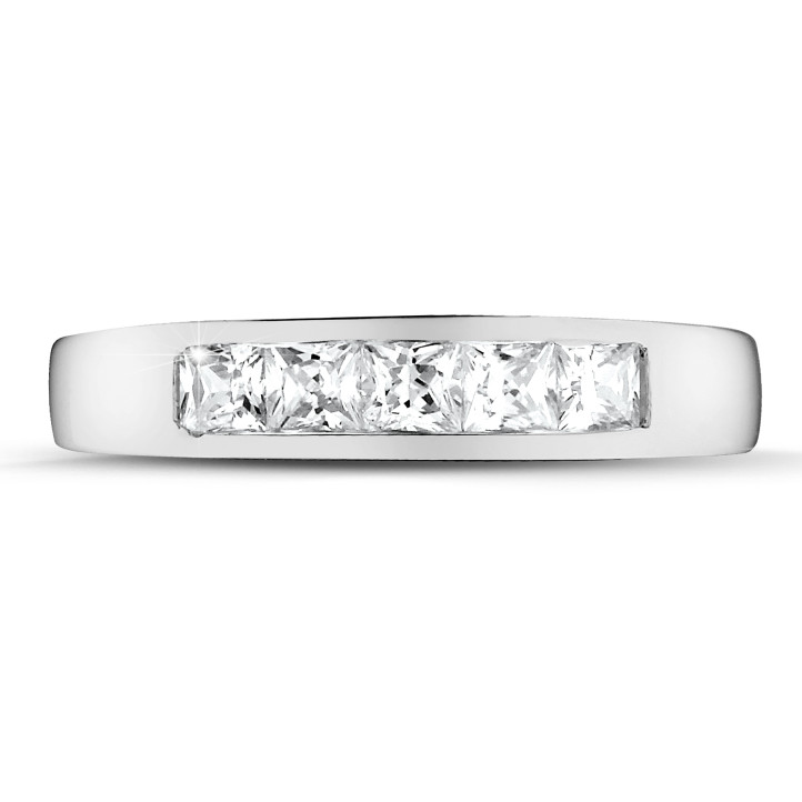 0.75 Karat Memoire Ring mit Prinzessdiamanten aus Weißgold