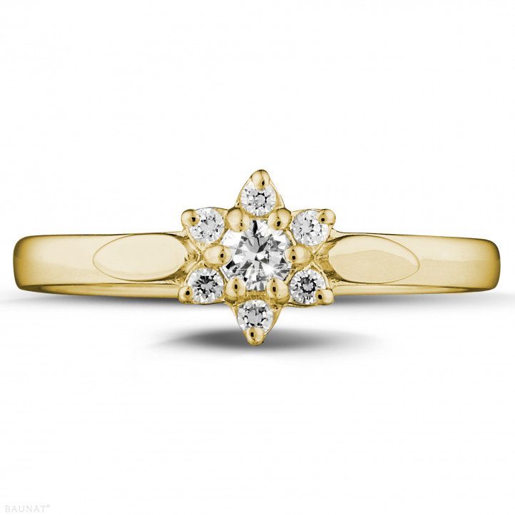 0.15 Karat Diamant Blumenring aus Gelbgold